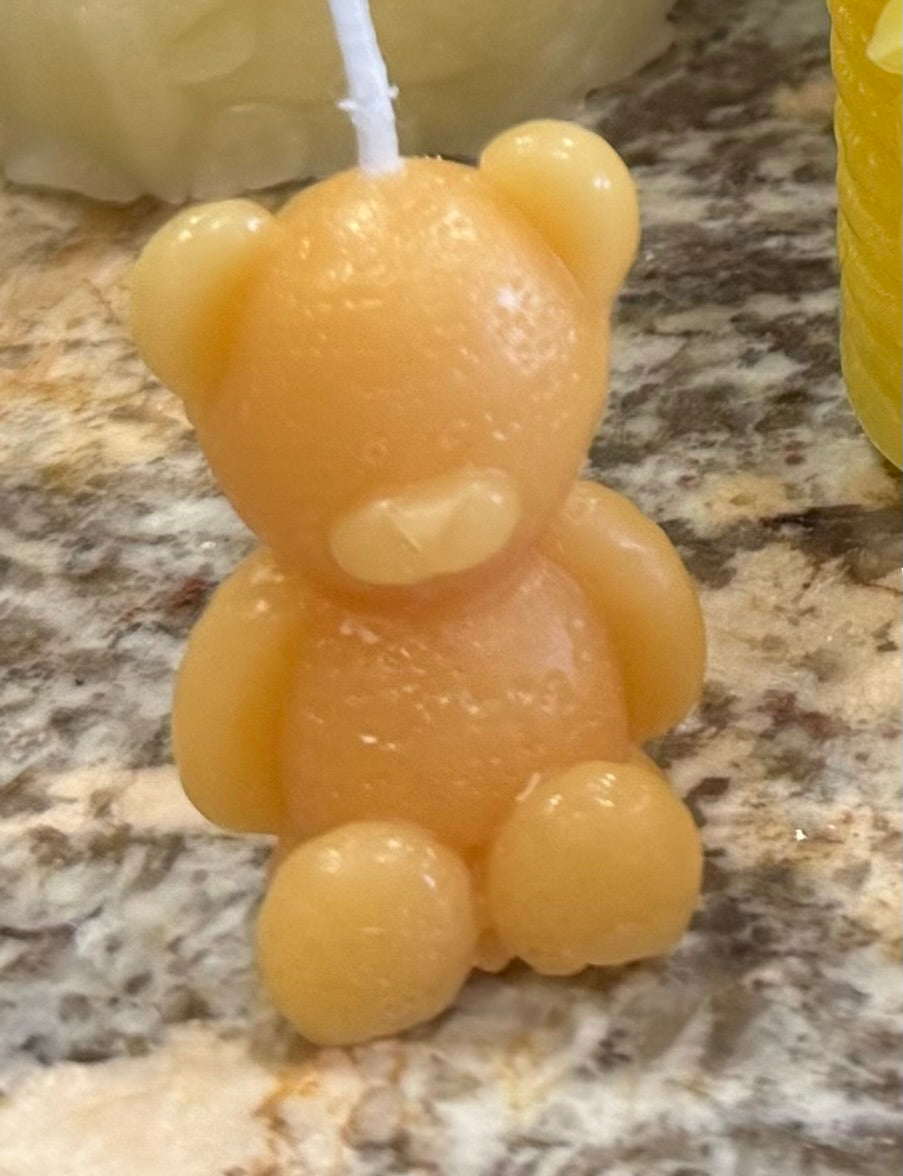 Teddy Bear Beeswax Votive