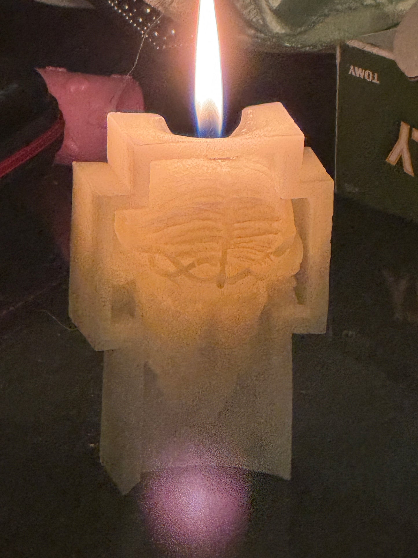 Small Beeswax 3D Jesus cross
