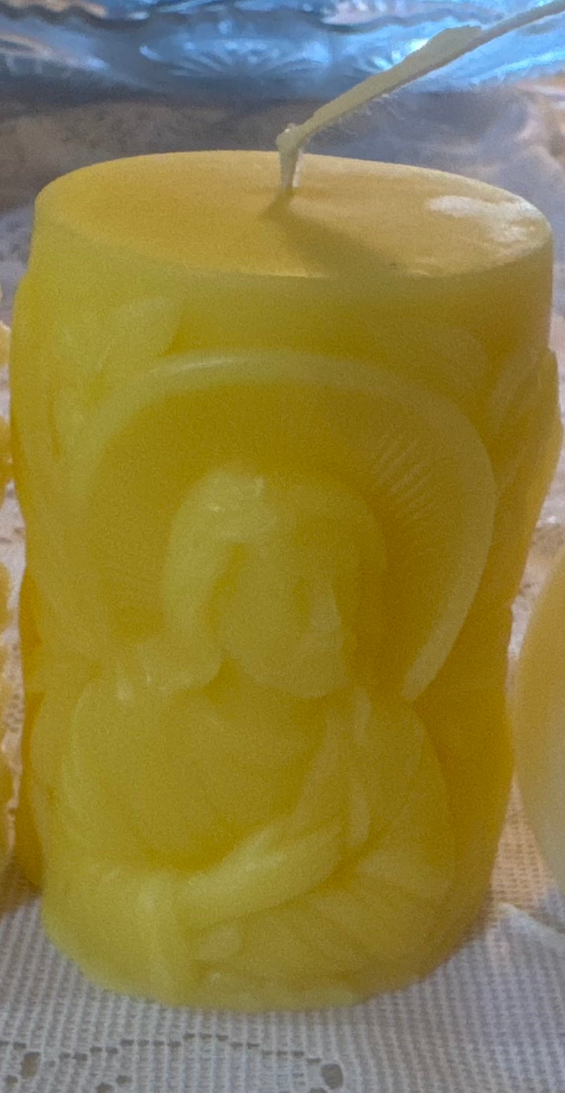 Beeswax pillar candle religious